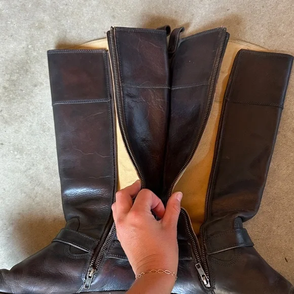 Frye Dark Brown Leather Riding Boots - Picture 4 of 12